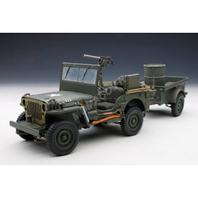 JEEP WILLYS AVEC REMORQUE ET ACCESSOIRES
