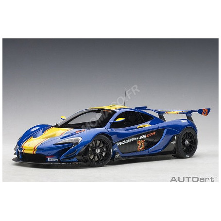 MCLAREN P1 GTR 2015 BLEUE AVEC BANDES JAUNE