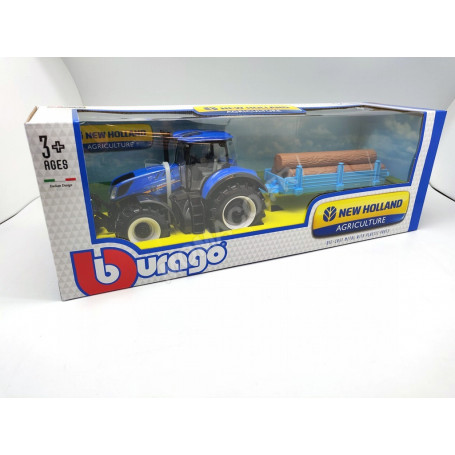 NEW HOLLAND T7.315 AVEC REMORQUE A BOIS