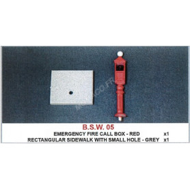 SET : CABINE TÉLÉPHONIQUE DE FEU DE SECOURS X 1 ROUGE ET EXTENSION CARRÉE X 1 GRIS