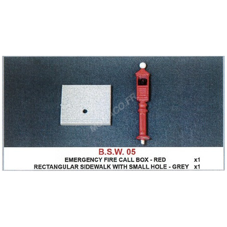 SET : CABINE TÉLÉPHONIQUE DE FEU DE SECOURS X 1 ROUGE ET EXTENSION CARRÉE X 1 GRIS