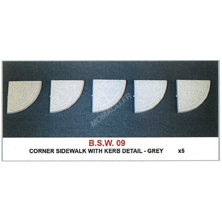 SET : TROTTOIR DE COIN AVEC BORD X 5 GRIS