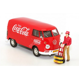 VOLKSWAGEN T1 COMBI "COCA-COLA" 1963 AVEC FIGURINE CHAUFFEUR ET 2 CAISSES