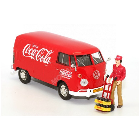 VOLKSWAGEN T1 COMBI "COCA-COLA" 1963 AVEC FIGURINE CHAUFFEUR ET 2 CAISSES