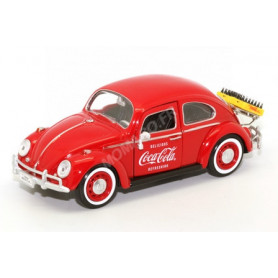 VOLKSWAGEN COCCINELLE "COCA-COLA" 1967 AVEC PORTE BAGAGE ET 2 CAISSES DE BOUTEILLES