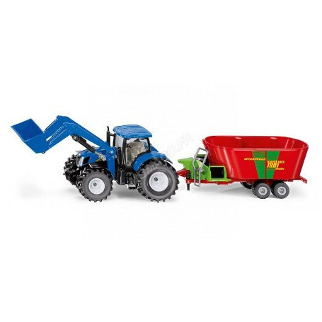 NEW HOLLAND AVEC MELANGEUSE DE FOURRAGE "STRAUTMANN"