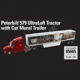 PETERBILT 579 ULTRALOFT BORDEAUX AVEC SEMI-REMORQUE CATERPILLAR