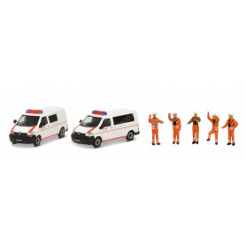 SET VOLKSWAGEN 2 BUS T5 + 5 FIGURINES (MHI) (EPUISE)