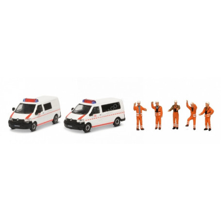 SET VOLKSWAGEN 2 BUS T5 + 5 FIGURINES (MHI) (EPUISE)