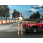 FIGURINE RACING GIRL AVEC DRAPEAU A DAMIER