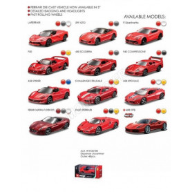DISPLAY DE 24 PIECES : VEHICULES "FERRARI"