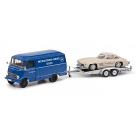 MERCEDES-BENZ L319 "MERCEDES-BENZ SERVICE" AVEC REMORQUE PLATEAU ET MERCEDES-BENZ 300SL (EPUISE)