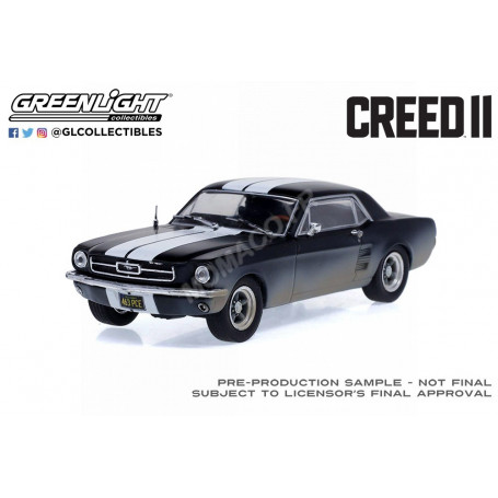 FORD MUSTANG COUPE 1967 "CREED II (2018) - ADONIS CREED" NOIR MATT AVEC BANDES BLANCHES SALIE