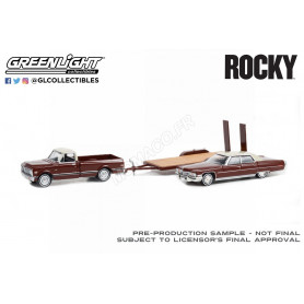 SET DE VEHICULES : CHEVROLET C-10 AVEC CADILLAC SEDAN ET REMORQUE "ROCKY (1976)" (EPUISE)