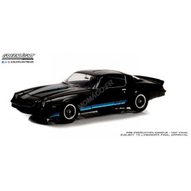 CHEVROLET CAMARO Z/28 1981 NOIRE AVEC TRI-BANDES BLEUE "Z28"