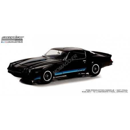 CHEVROLET CAMARO Z/28 1981 NOIRE AVEC TRI-BANDES BLEUE "Z28"