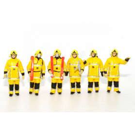 FIGURINES LOT DE 6 POMPIERS "FEU URBAIN" JAUNES