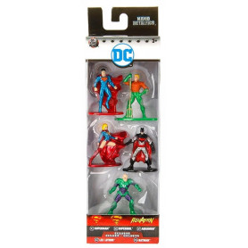 5 FIGURINES NANO-METALFIGS "DC COMICS - SUPERMAN / SUPERGIRL / AQUAMAN / LEX LUTHOR / BATMAN"