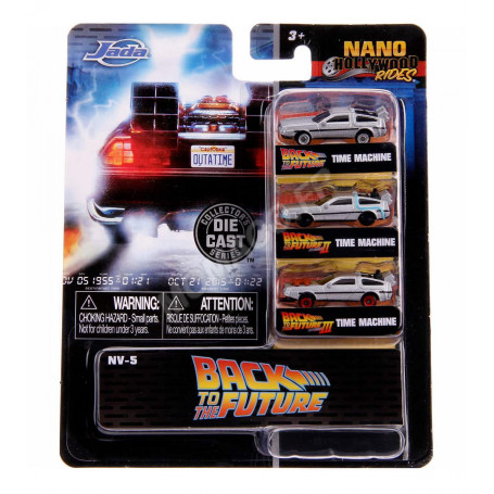 SET DE 3 VOITURES NANO DELOREAN "RETOUR VERS LE FUTUR"