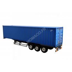 REMORQUE EU AVEC CONTAINER 40FT BLEUE