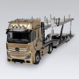 SET : MERCEDES-BENZ ACTROS 4X2 CHAMPAGNE AVEC LOGO ET ECLAIRAGE LED + REMORQUE PORTE-AUTO LOHR