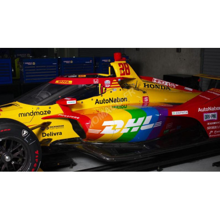INDYCAR "DHL" 28 ROMAIN GROSJEAN ANDRETTI AUTOSPORT NTT INDYCAR 2022 AVEC DECO ARC-EN-CIEL "PRIDE"